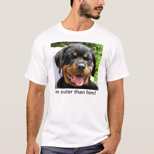 T-shirt Je suis plus mignon que lui ! - Chiot de (Devant)