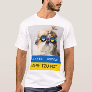 T-shirt Je suis pour l'Ukraine Je Shih Tzu Pas le drapeau 