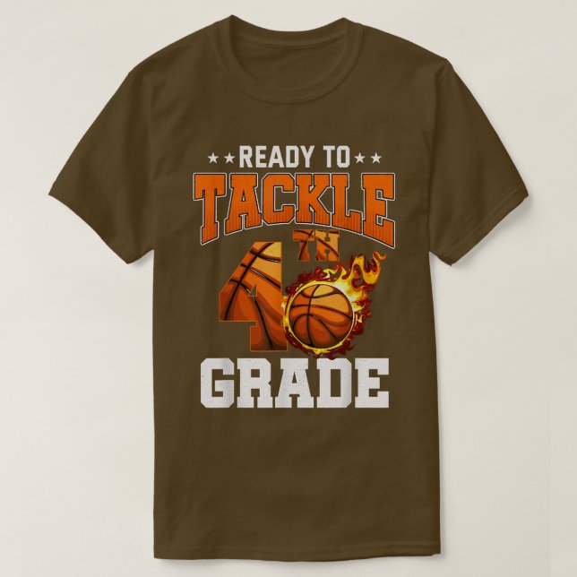 T-shirt Je suis prêt à attaquer le basket-ball de 4e année (Design devant)