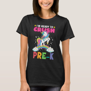 T-shirt Je suis prêt à écraser la licorne Pré K Retour à l
