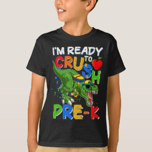 T-shirt Je suis prêt à écraser le crayon préK T Rex Dino H