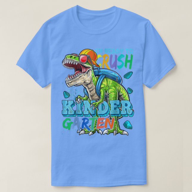 T-shirt Je suis prêt à écraser le dinosaure de jardin d'en (Design devant)