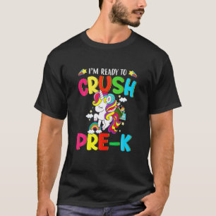 T-shirt Je suis prêt à écraser Unicorn pré-K Grade enf