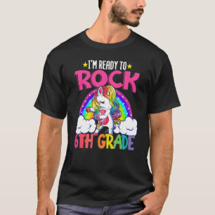 T-shirt Je suis prêt à rocher 6e année Dabbing Unicorn Mag