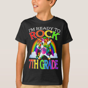 T-shirt Je suis prêt à rocher de 7e année Unicorn Arc en c