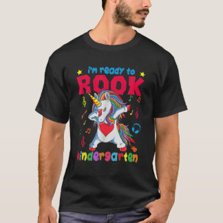 T-shirt Je Suis Prêt Rock Kindergarten Dabbing Unicorn Bac