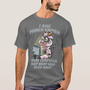 T-shirt Je suis Programmer Cow Farmer Farm IT Logiciel Ner
