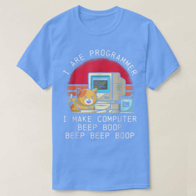 T-shirt Je suis programmeur Cat Cute Beep Boop Retro Vinta (Design devant)