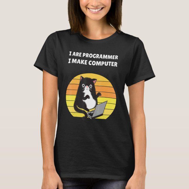 T-shirt Je Suis Programmeur Je Fabrique Computer Cat (Devant)