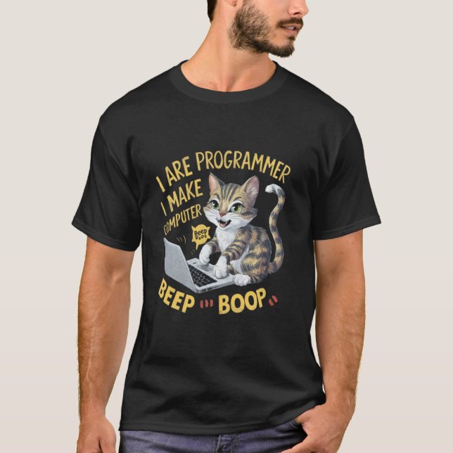 T-shirt Je suis programmeur, je fais bip bip à l'ordinateu (Devant)