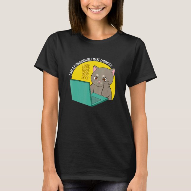 T-shirt Je Suis Programmeur Je Fais Bip Bip À L'Ordinateur (Devant)