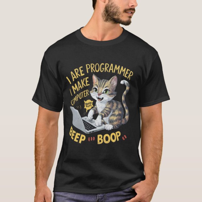 T-shirt Je Suis Programmeur Je Fais Ordinateur Bip Boop Mi (Devant)