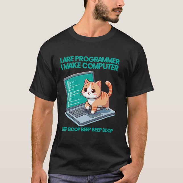 T-shirt Je Suis Programmeur Je Fais Ordinateur Chat Drôle  (Devant)
