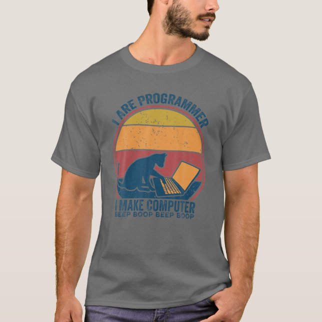 T-shirt Je Suis Programmeur Je Rends L'Ordinateur Bouton B (Devant)
