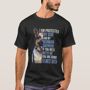 T-shirt Je suis protégé par Dieu et mon berger allemand dr