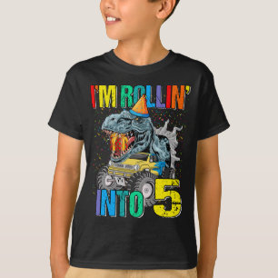T-shirt Je suis Rollin' dans 5 Monster Truck 5th Birthday