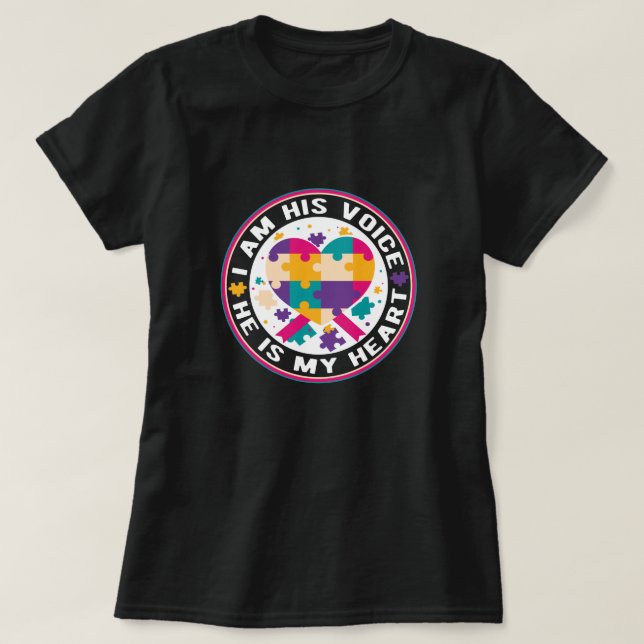 T-shirt Je Suis Sa Voix Autisme Maman - Mois Sensibilisati (Design devant)