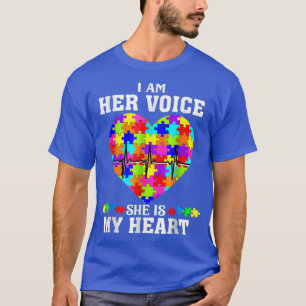 T-shirt Je suis sa voix Elle est mon coeur Autisme Maman A