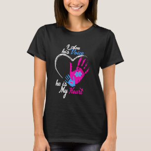 T-shirt Je Suis Sa Voix Il Est Mon Coeur Autisme Coeur Mam