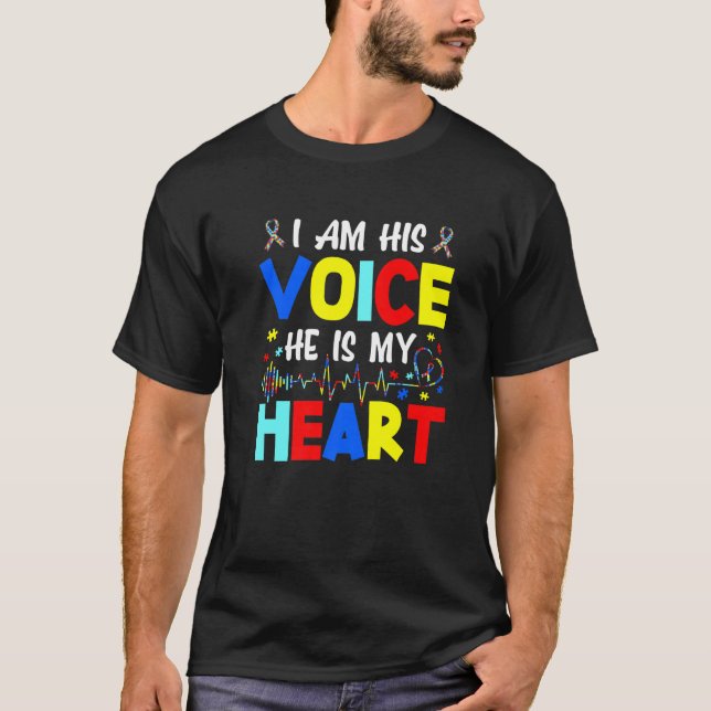 T-shirt Je suis sa voix Il est mon coeur Sensibilisation s (Devant)
