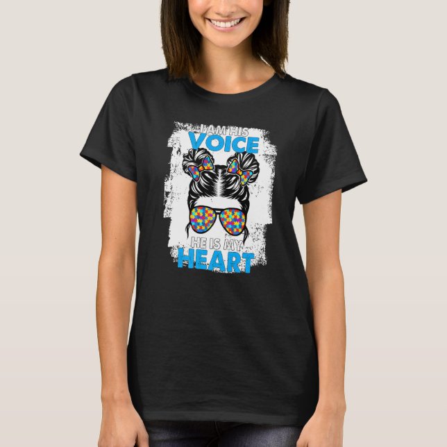 T-shirt Je Suis Sa Voix Il Est Mon Coeur Sensibilisation s (Devant)