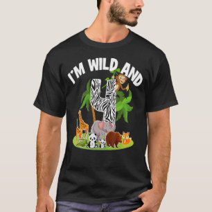 T-shirt Je suis Sauvage Et 4 Ans 4ème anniversaire Animal