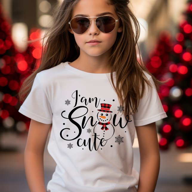 T-shirt Je suis Snow mignonne vacances Snowman Girls Noël (I am Snow Cute Holiday Snowman Girls Christmas T-Shirt)