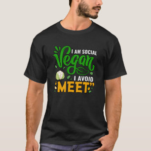 T-shirt Je suis social Vegan J'évite de rencontrer