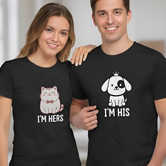 T-shirt Je suis son chien mignon de couples assortis (Créateur téléchargé)