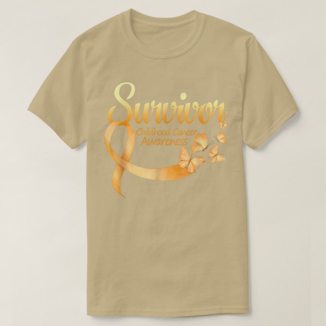 T-shirt Je suis Survivor Butterfly Childhood Cancer Awaren (Design devant)