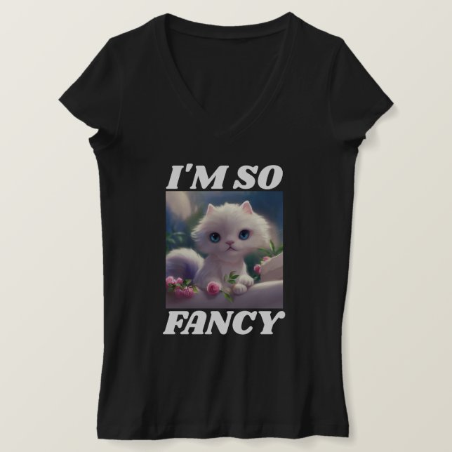 T-SHIRT JE SUIS TELLEMENT FANCY CHAT KITTEN GROS YES T-SHI (Design devant)