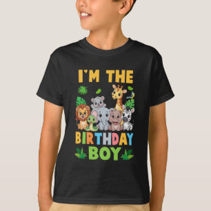 T-shirt Je suis The Birthday Boy Kids Safari Jungle Animal