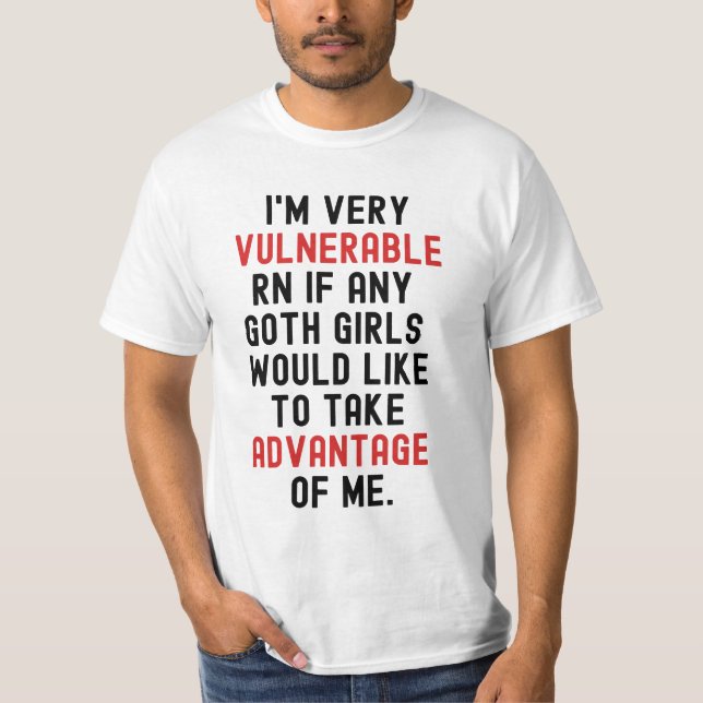 T-shirt Je suis très vulnérable Rn Goth Dark (Devant)