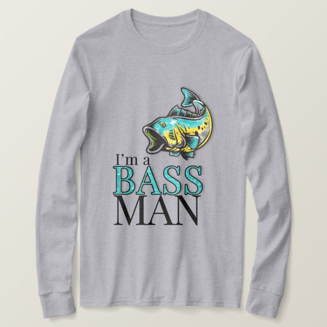 T-shirt Je suis un BASS MAN drôle thème de pêche (Design devant)