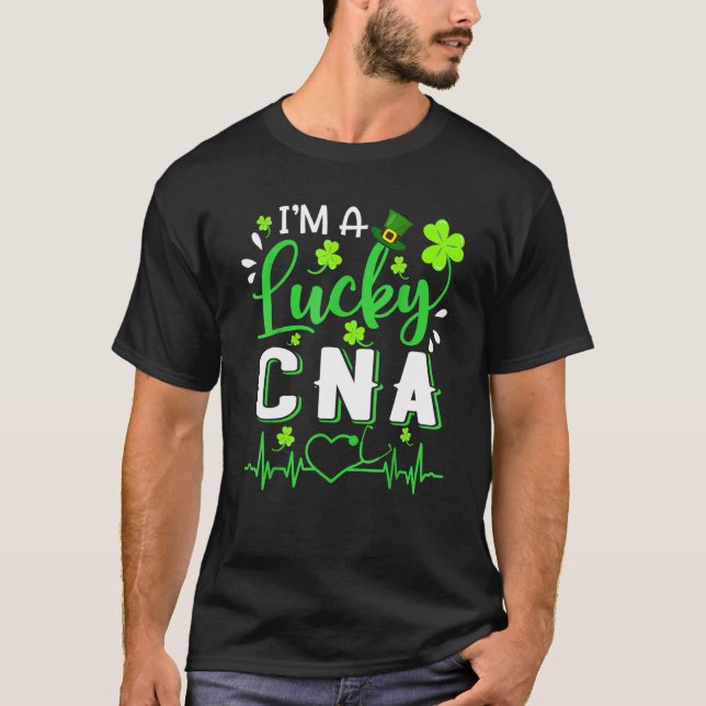 T-shirt Je Suis Un Chanceux Infirmier Shamrock Top Hat St  (Devant)