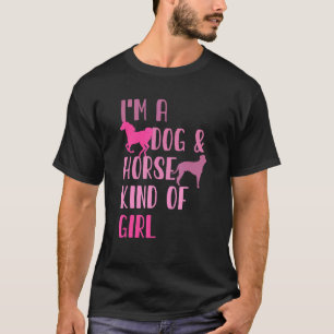 T-shirt Je suis un chien et un cheval genre de fille Retro
