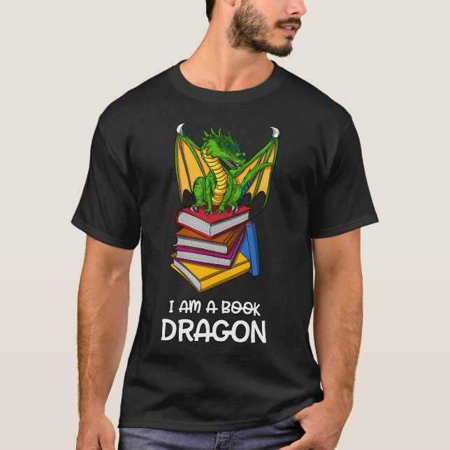 T-shirt Je suis un dragon de livre (Devant)
