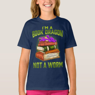 T-shirt Je suis un dragon de livre pas un ver