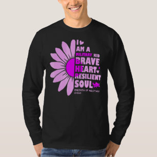 T-shirt Je Suis Un Enfant Militaire Mélange Tournesol Purp