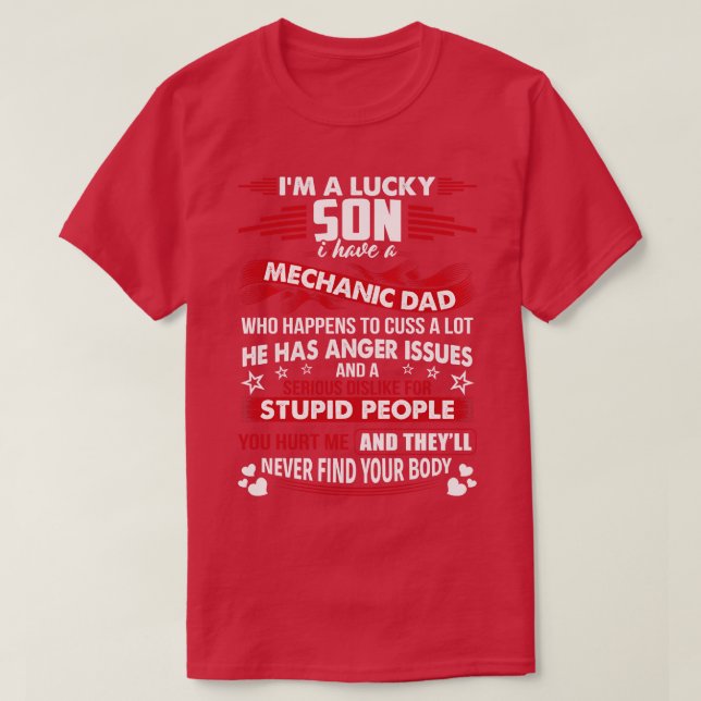 T-shirt Je Suis Un Fils Chanceux D'Un Mécanicien De Papa M (Design devant)