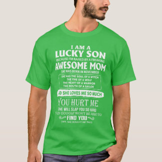 T-shirt Je suis un fils chanceux d'une maman géniale, elle
