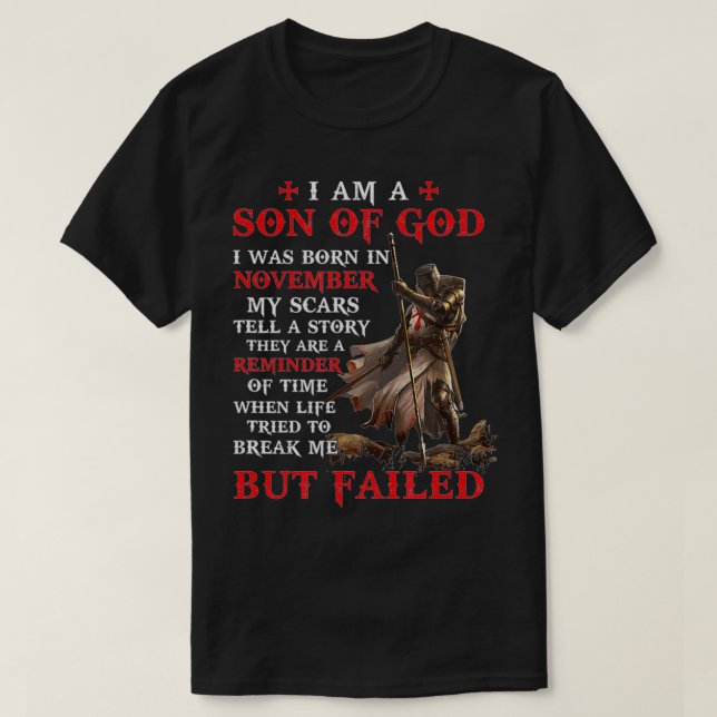T-shirt Je suis un fils de Dieu Je suis né en novembre Men (Design devant)