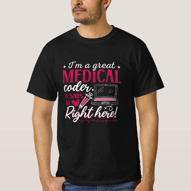 T-shirt Je suis un grand programmeur de codage ICD Coder M (Devant)