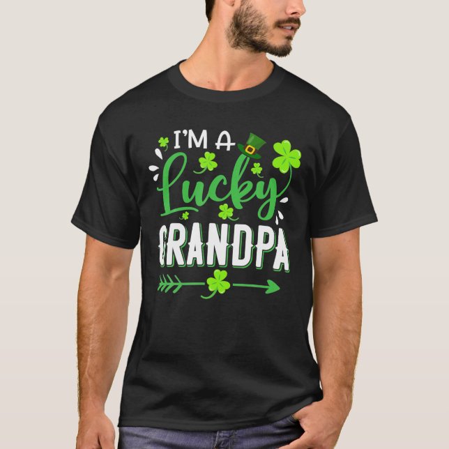 T-shirt Je suis un grand Shamrock chanceux Top Hat St Patr (Devant)