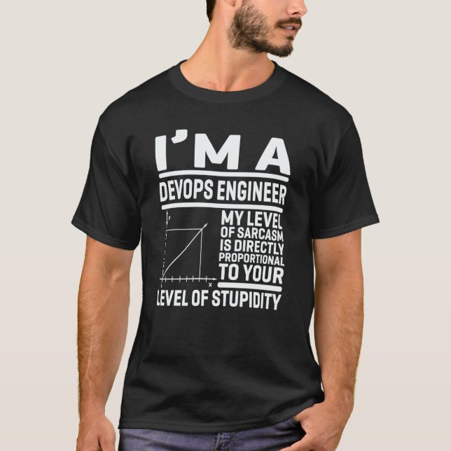 T-shirt Je suis un ingénieur DevOps, mon niveau de sarcasm (Devant)