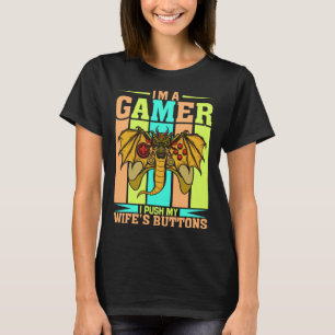 T-shirt Je suis un joueur J'pousse ma femme s boutons vidé