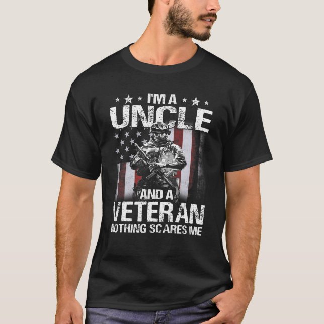 T-shirt Je suis un oncle et un vétéran rien ne me fait peu (Devant)