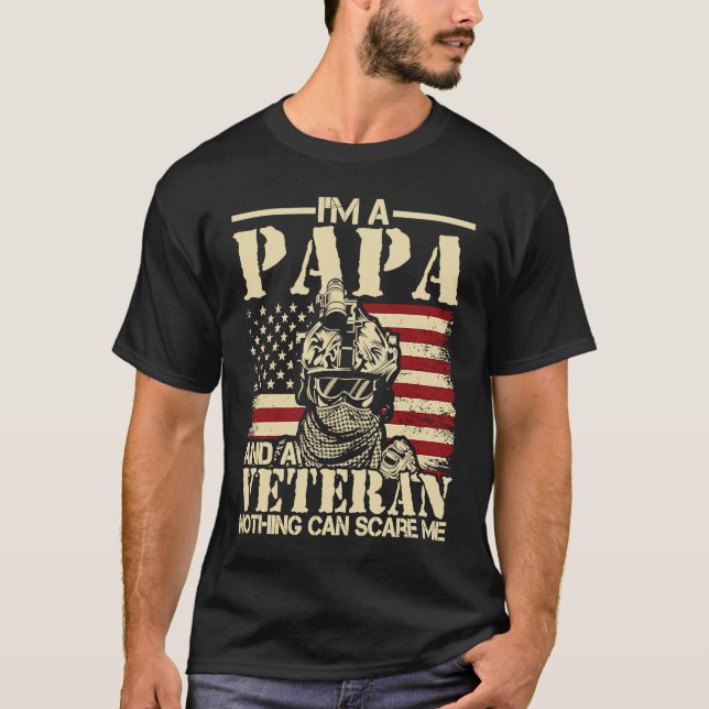 T-shirt Je suis un papa et un vétéran patriotique USA Amer (Devant)