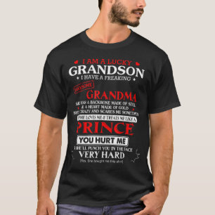 T-shirt Je suis un petit-fils chanceux, j'ai un fou génia