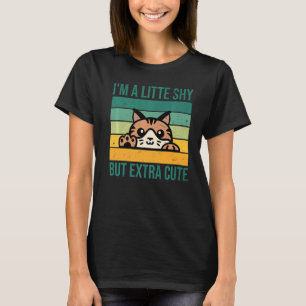 T-shirt Je suis un peu timide mais plus mignon Chat Rétro